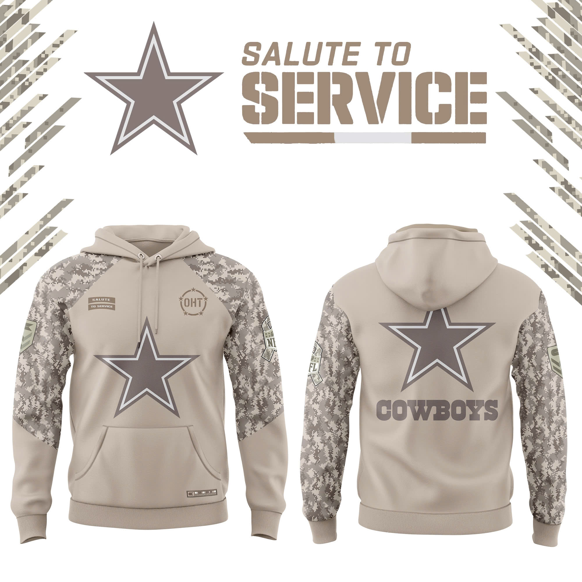Dallas Cowboys Salute to Service Club Fleece Pullover Arctic Camo Hoodie