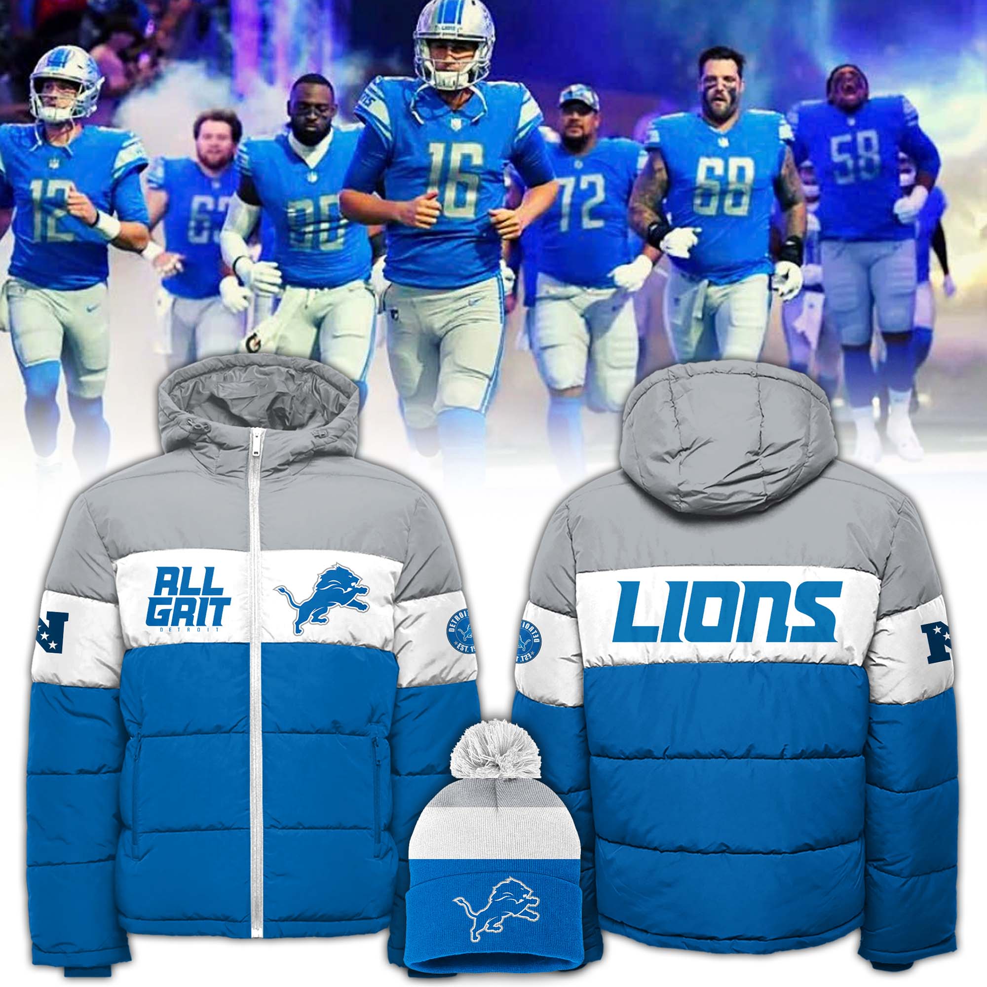 Detroit Lions Prospect Textured Stretch Polo V2