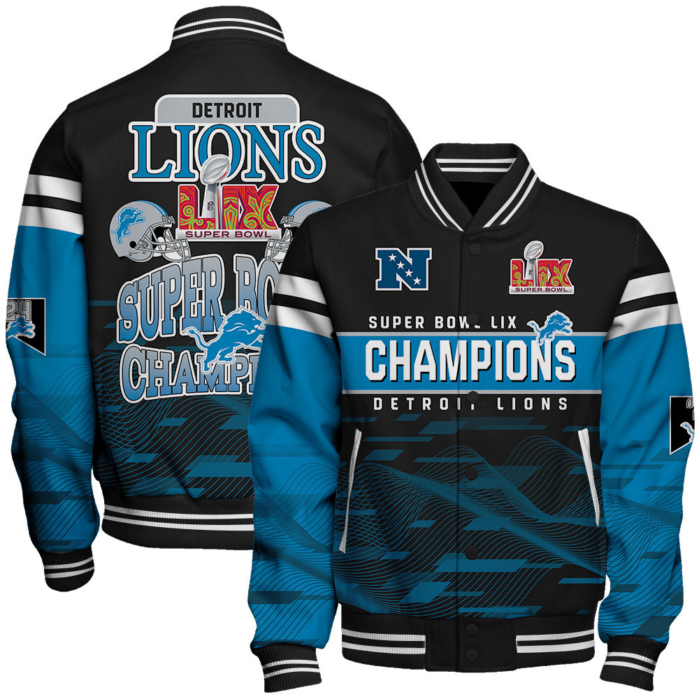 Detroit Lions Super Bowl LIX Champions Where Champions Are Made Varsity Jacket