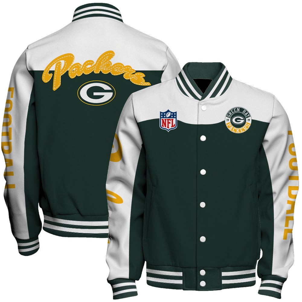 Green Bay Packers National Football League Feel The Power Unisex Varsity Jacket