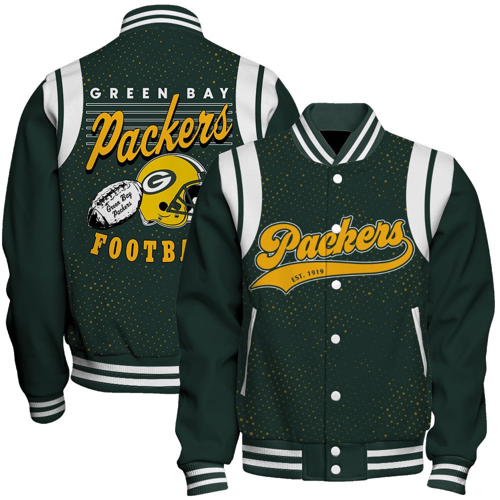 Green Bay Packers National Football League Feel The Power Unisex Varsity Jacket