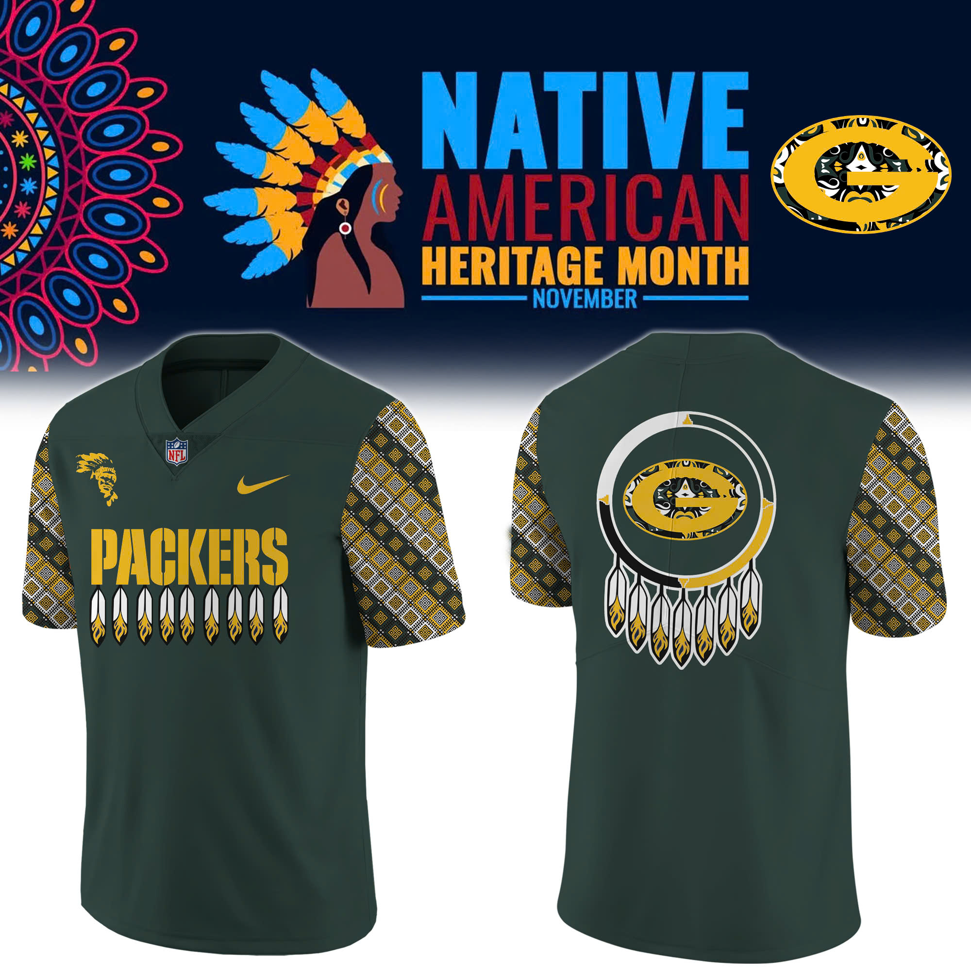 Green Bay Packers Native American Heritage Month Premium Personalized Shoes