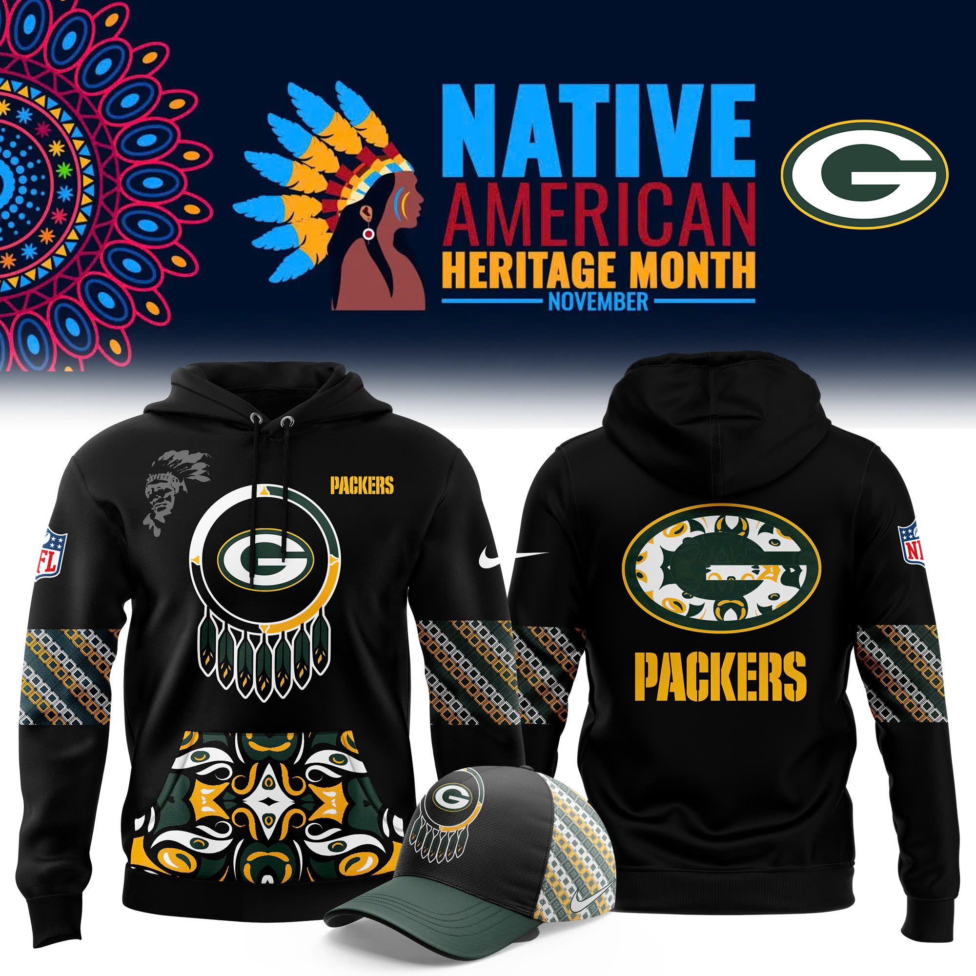 Green Bay Packers Native American Heritage Month Premium Pullover Hoodie