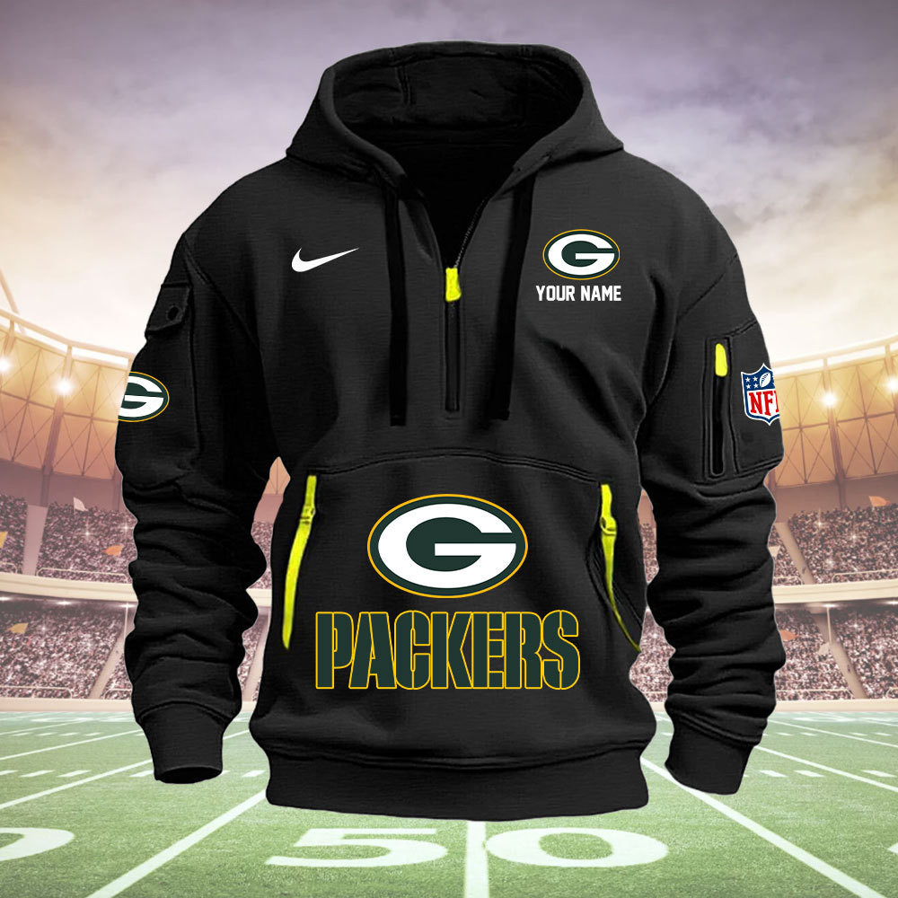 Green Bay Packers New Personalized Quarter Zip Hoodie AZBTQZH000069