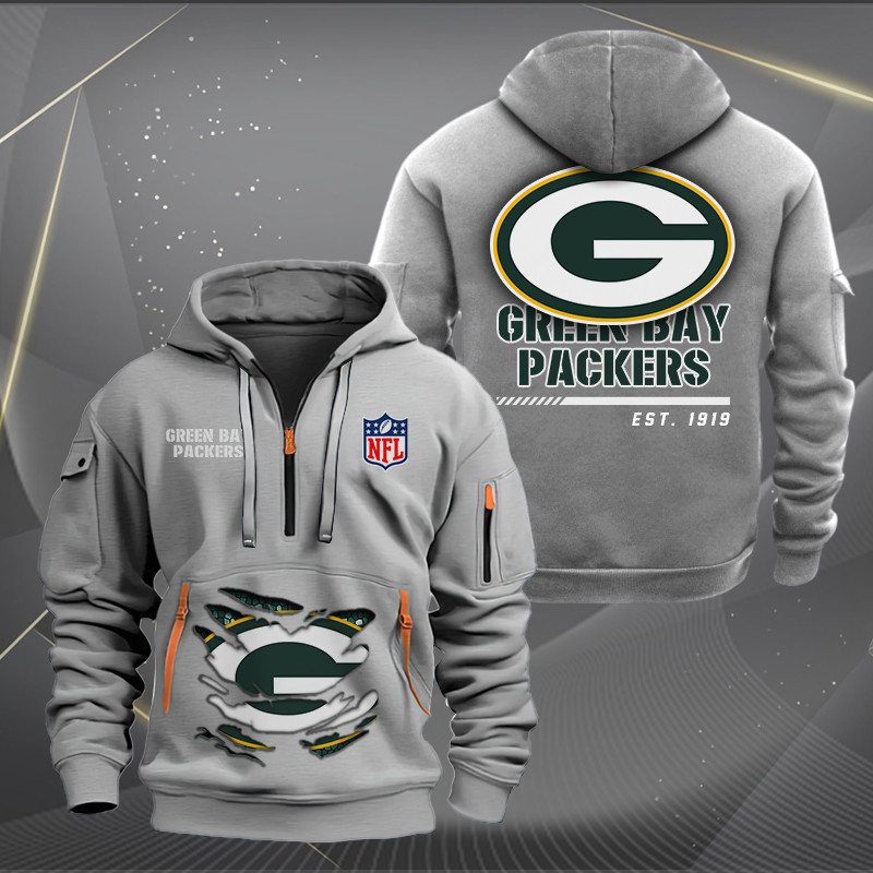 Green Bay Packers New Personalized Quarter Zip Hoodie AZBTQZH000161