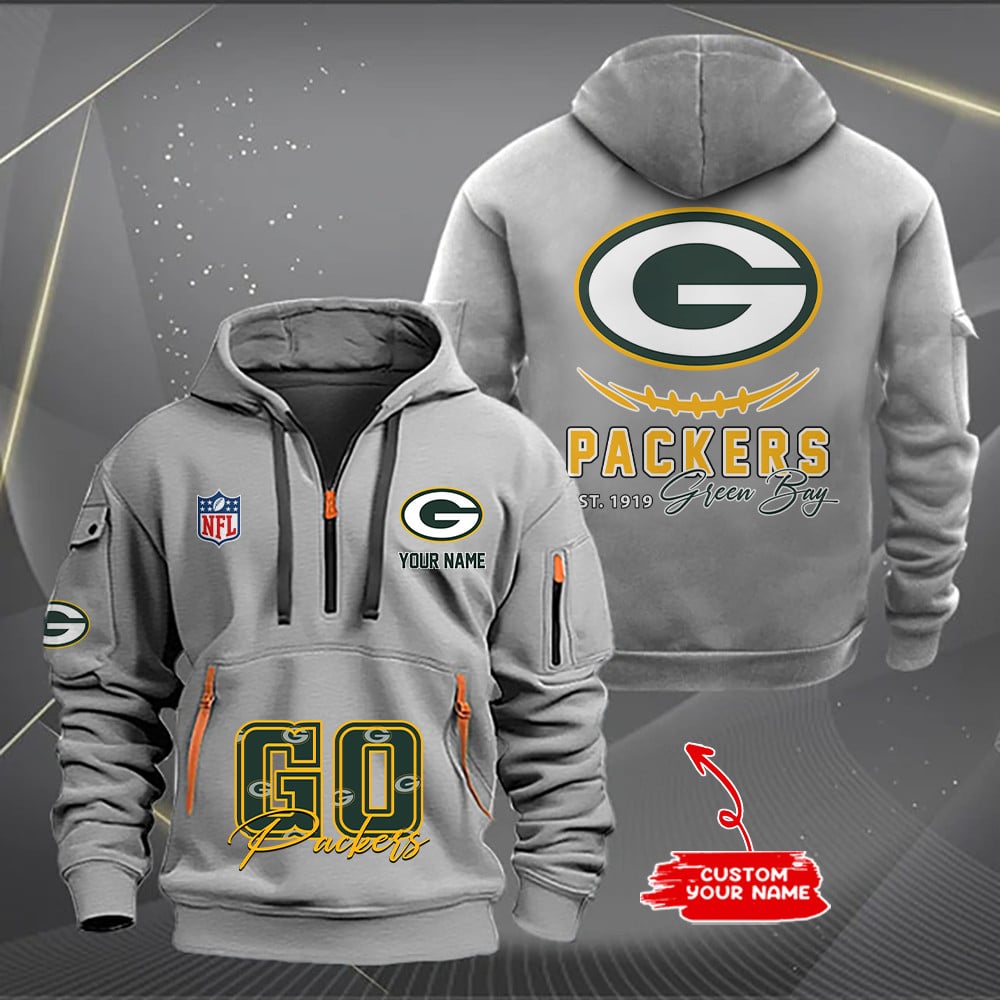 Green Bay Packers New Personalized Quarter Zip Hoodie AZBTQZH000183