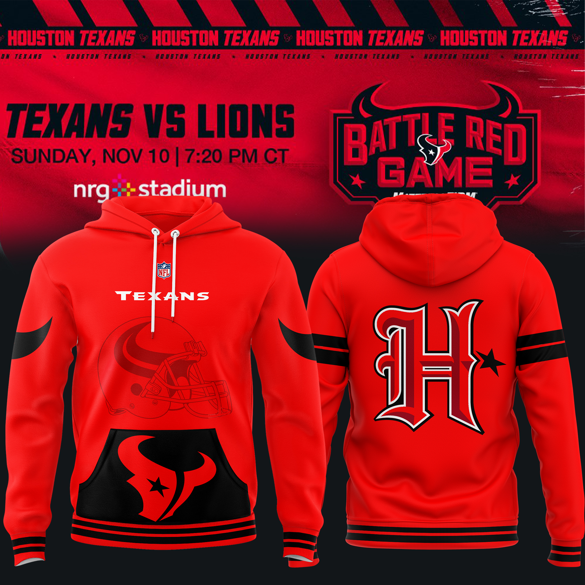 Houston Texans Battle Red Hoodie