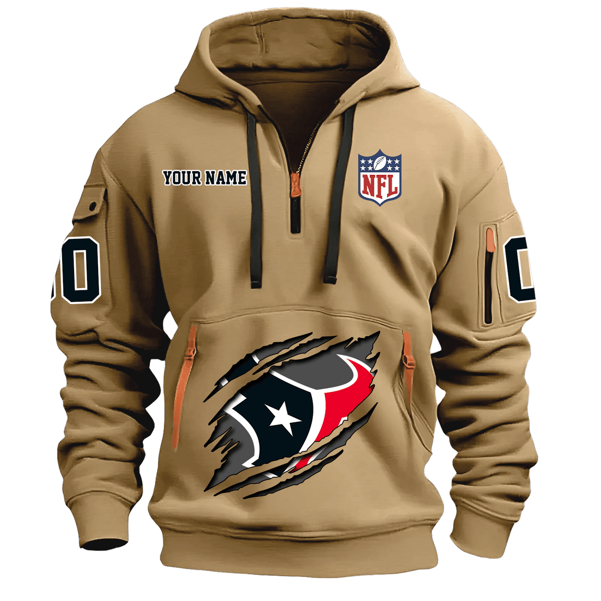 Houston Texans New Personalized Quarter Zip Hoodie AZBTQZH000107