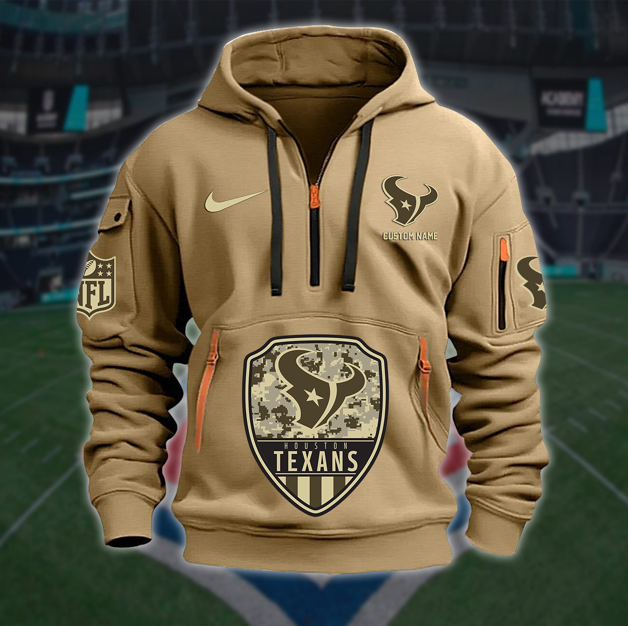 Houston Texans New Personalized Quarter Zip Hoodie AZBTQZH000209