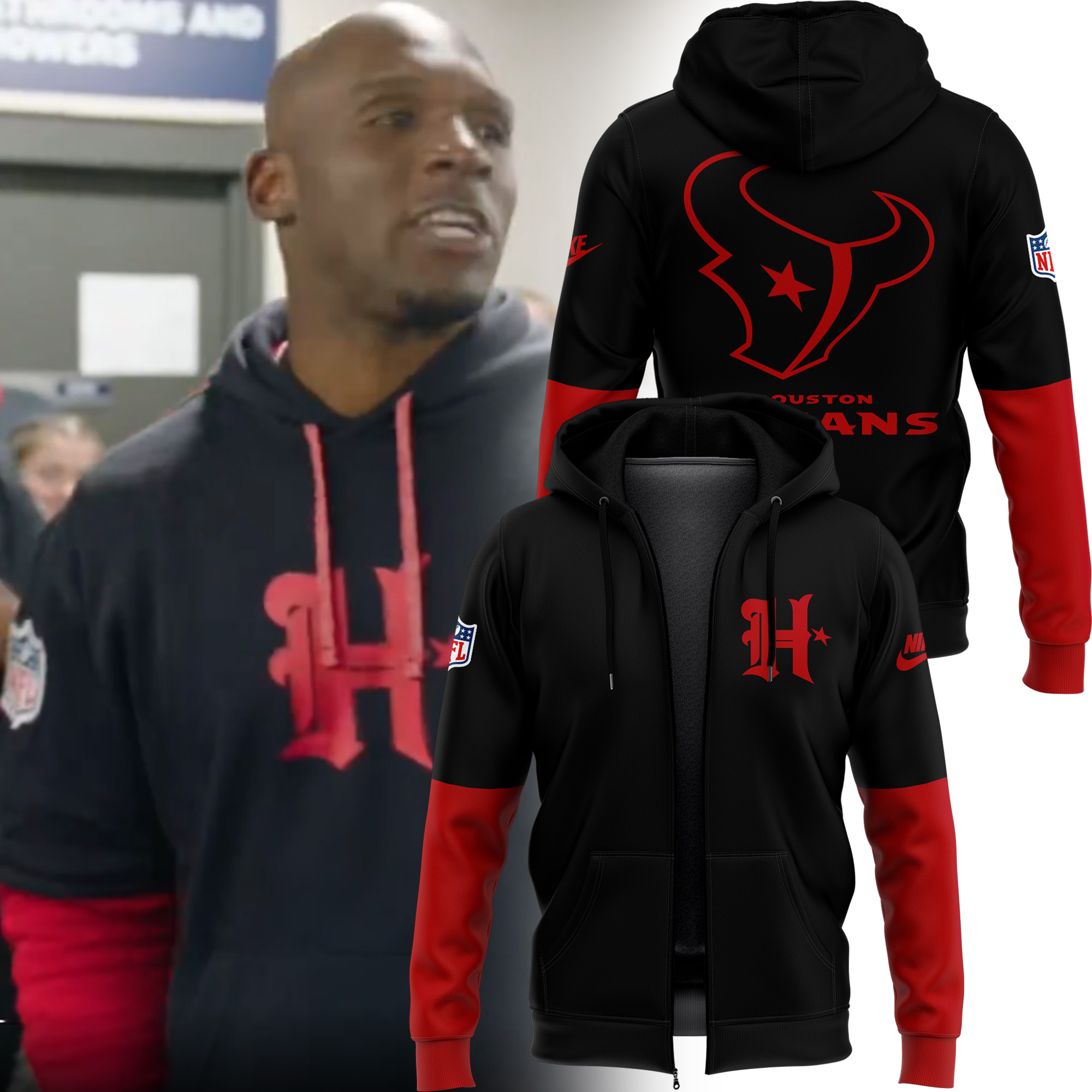 Houston Texans Nouveau sweat à capuche zippé 2024