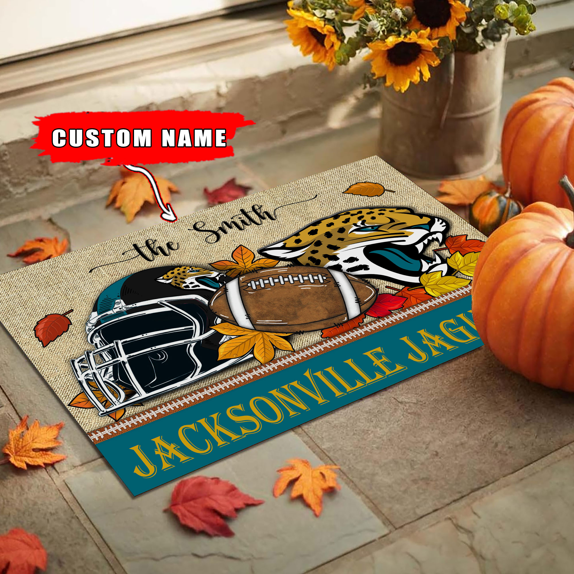 Jacksonville Jaguars Fall Football Doormat