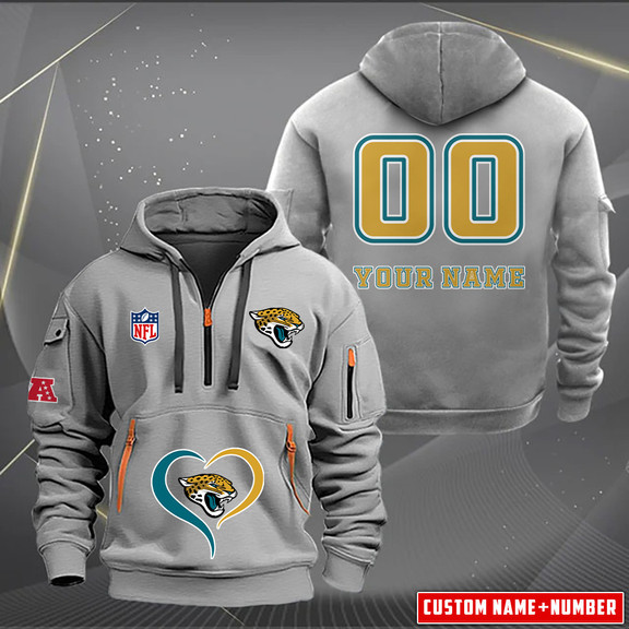 Jacksonville Jaguars New Personalized Quarter Zip Hoodie AZBTQZH000012