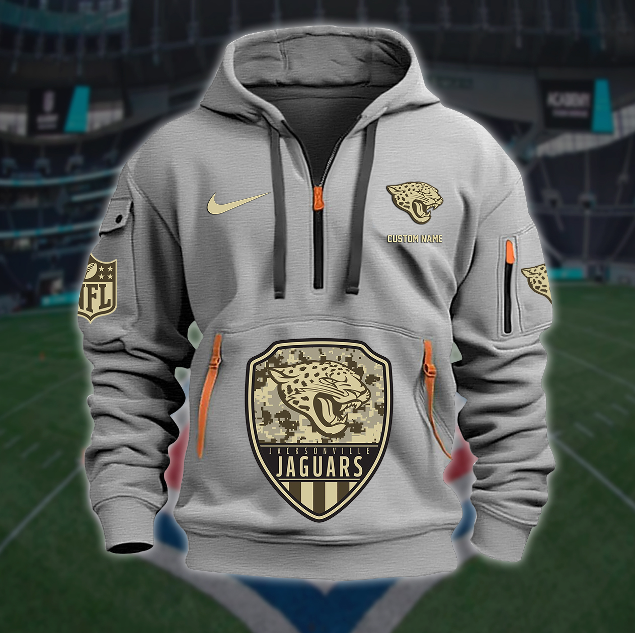Jacksonville Jaguars New Personalized Quarter Zip Hoodie NA027