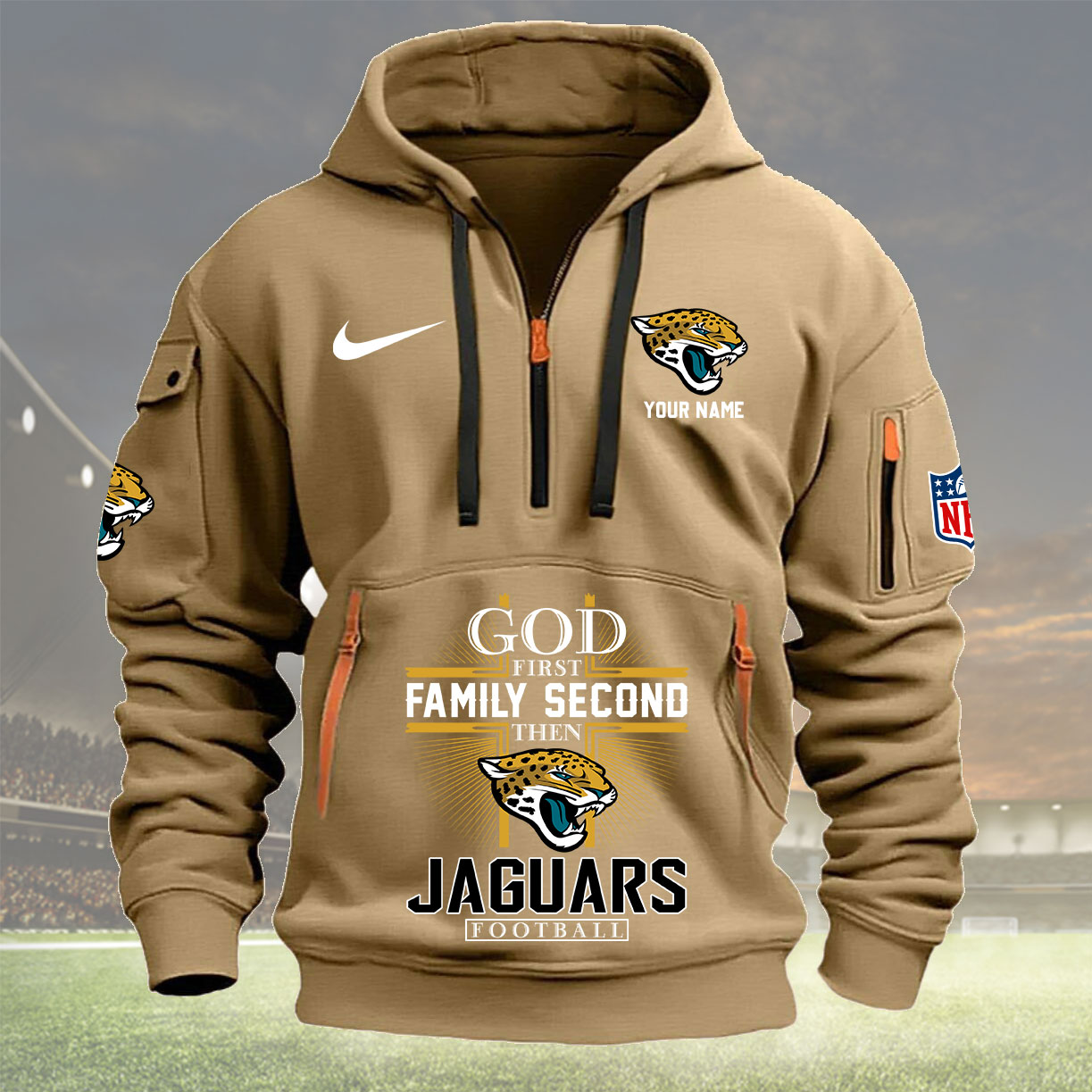 Jacksonville Jaguars Personalized Quarter Zip Hoodie New Collection AZBTQZH000289