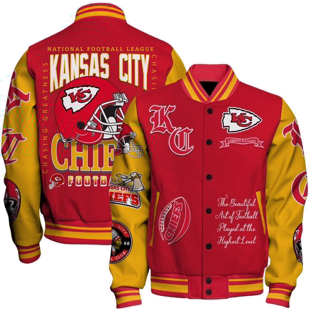Kansas City Chiefs American Football League Pattern Varsity Jacket SH1 V2