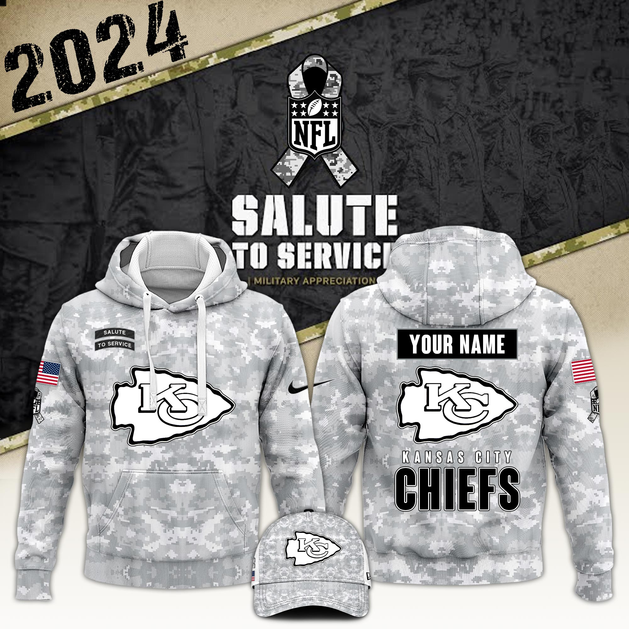 Kansas City Chiefs Arctic Camo Salute to Service Club Shoes