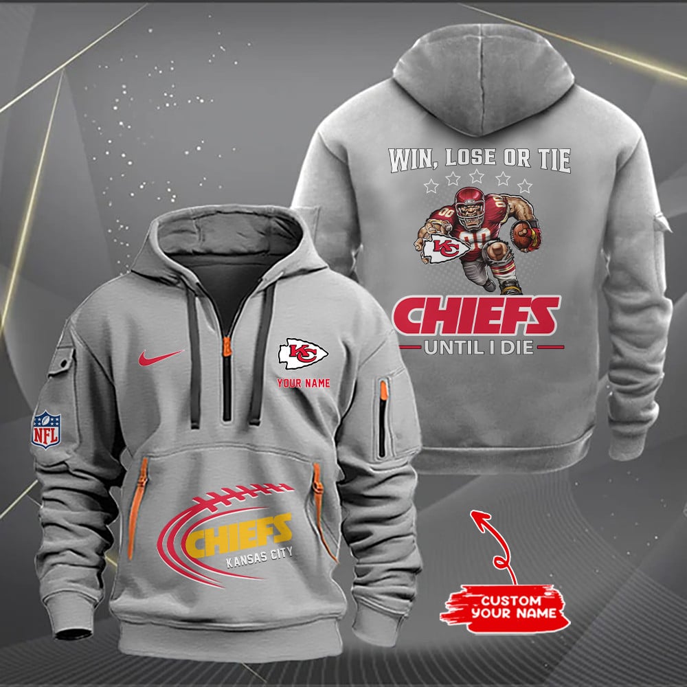 Kansas City Chiefs New Personalized Quarter Zip Hoodie AZBTQZH000238