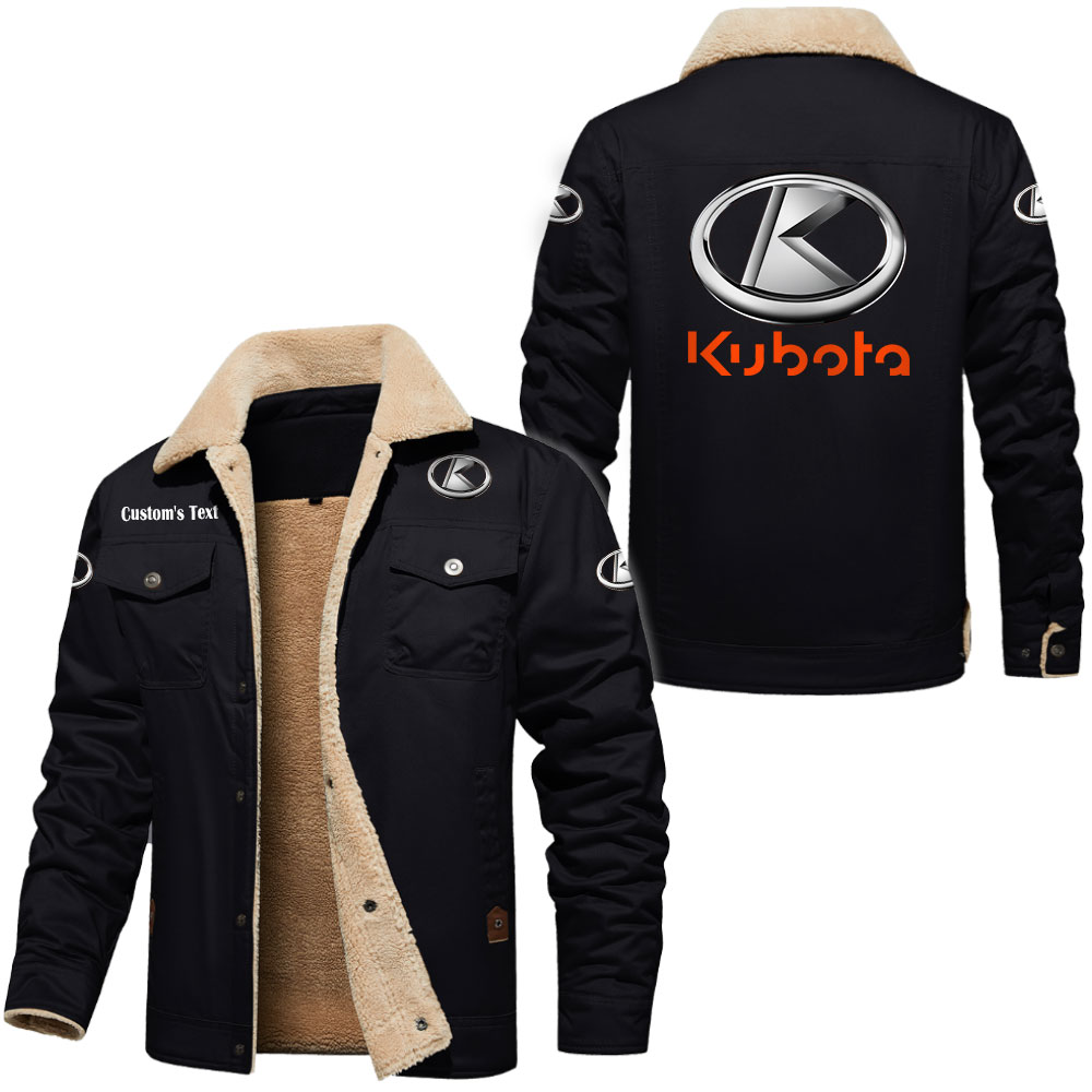 Kubota Cargo Fleece Lined Cotton Jacket Multicolore, style vintage, personnaliser le nom