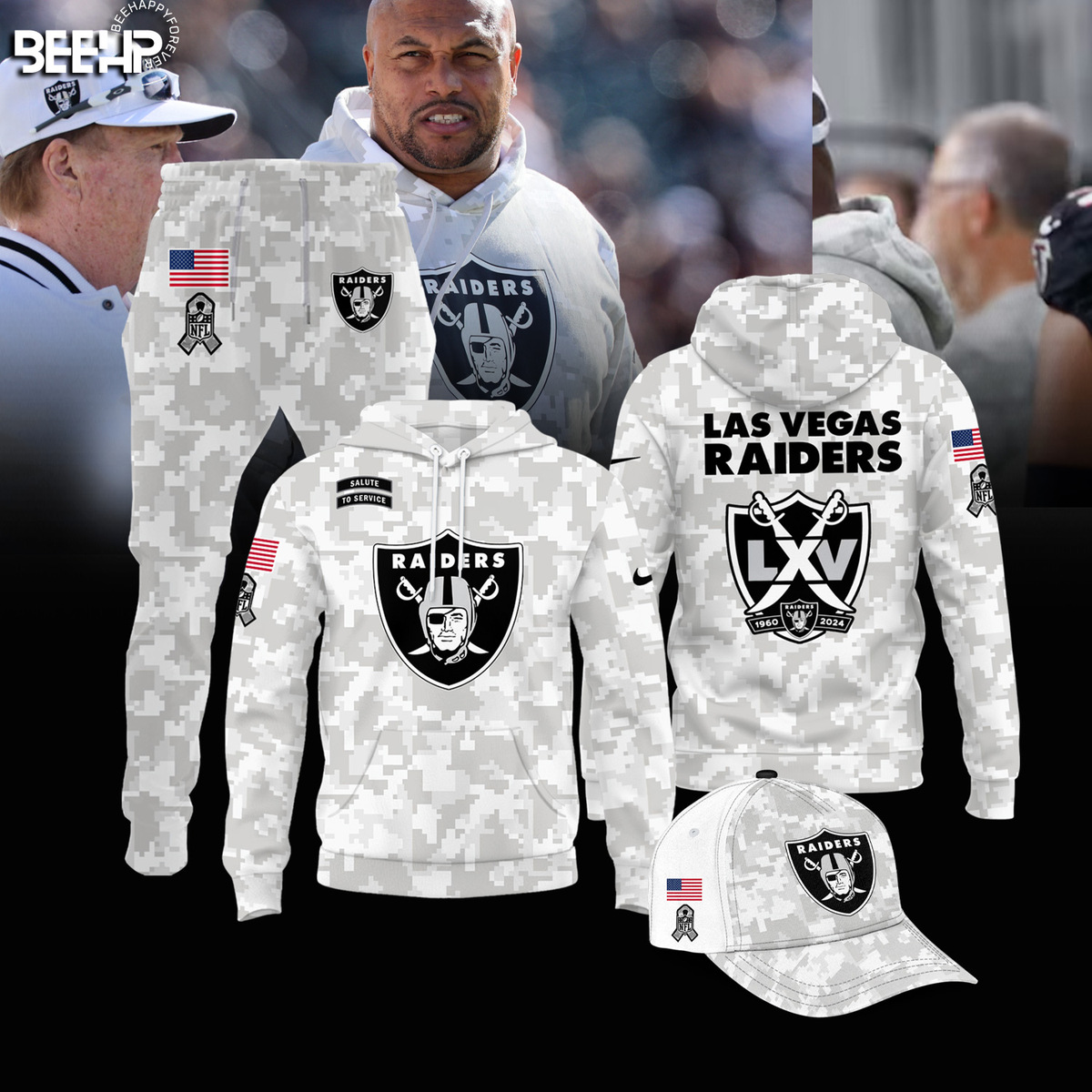 Las Vegas Raiders Camo Salute to Service Club Fleece Pullover Hoodie