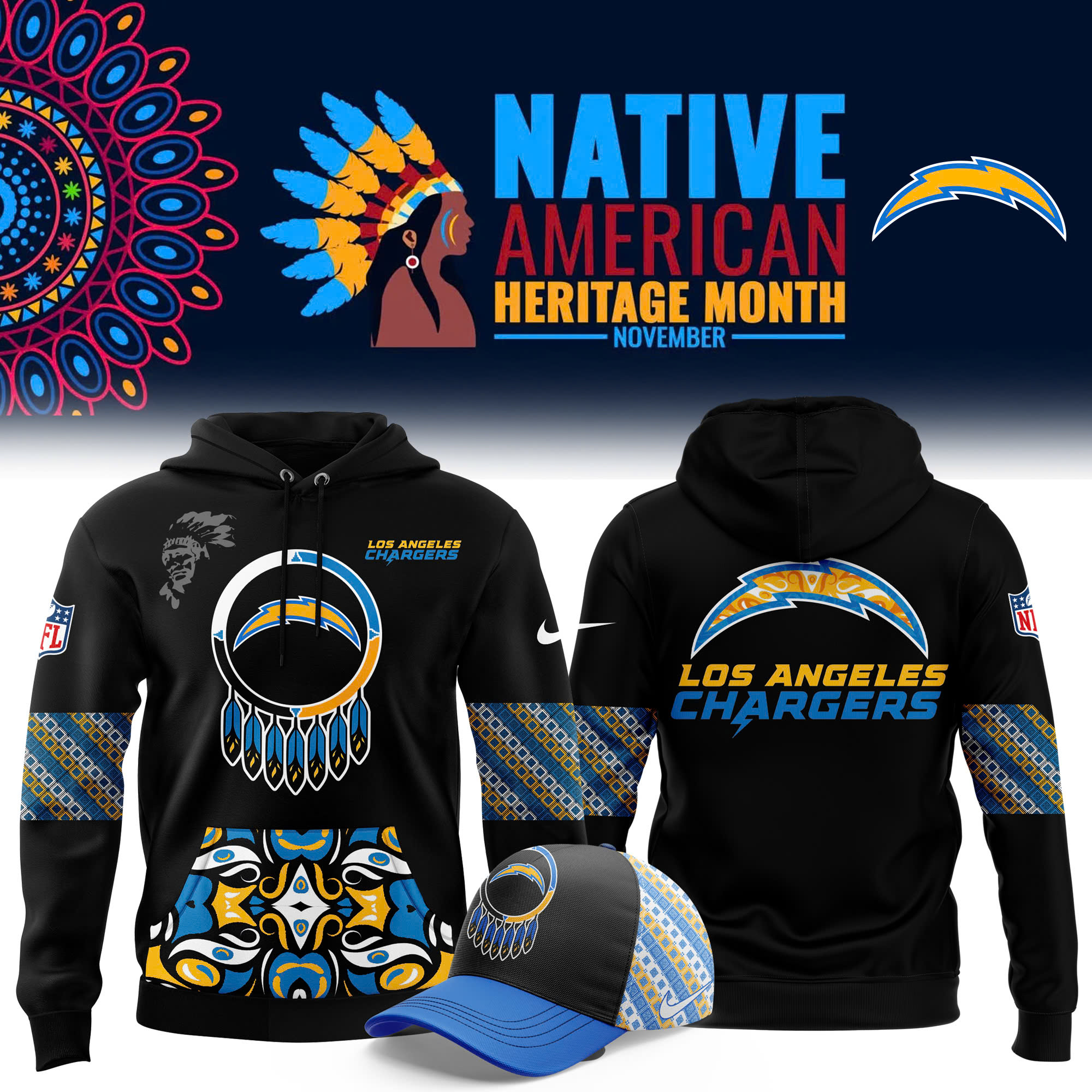 Los Angeles Chargers New Personalized Quarter Zip Hoodie AZBTQZH000019
