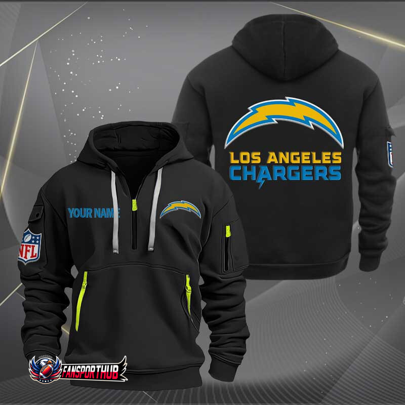 Los Angeles Chargers New Personalized Quarter Zip Hoodie AZBTQZH000112