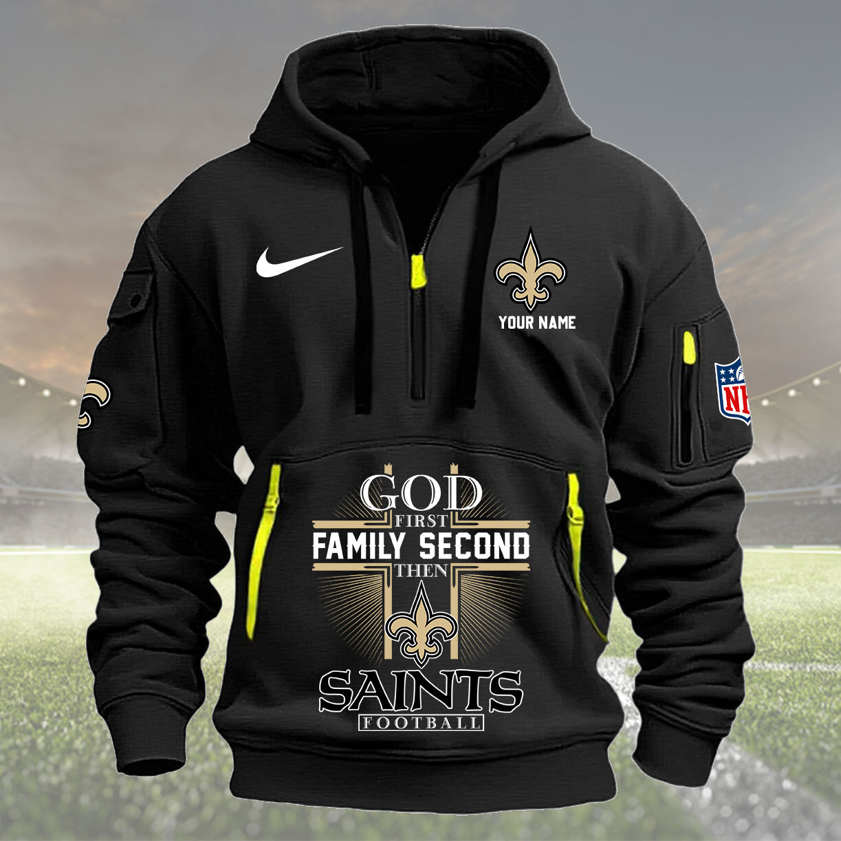 New Orleans Saints Personalized Quarter Zip Hoodie New Collection AZBTQZH000294