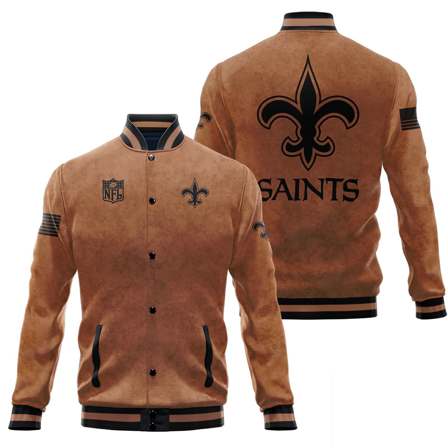 New Orleans Saints Starter Thursday Night Gridiron Raglan Unisex Varsity Jacket V6