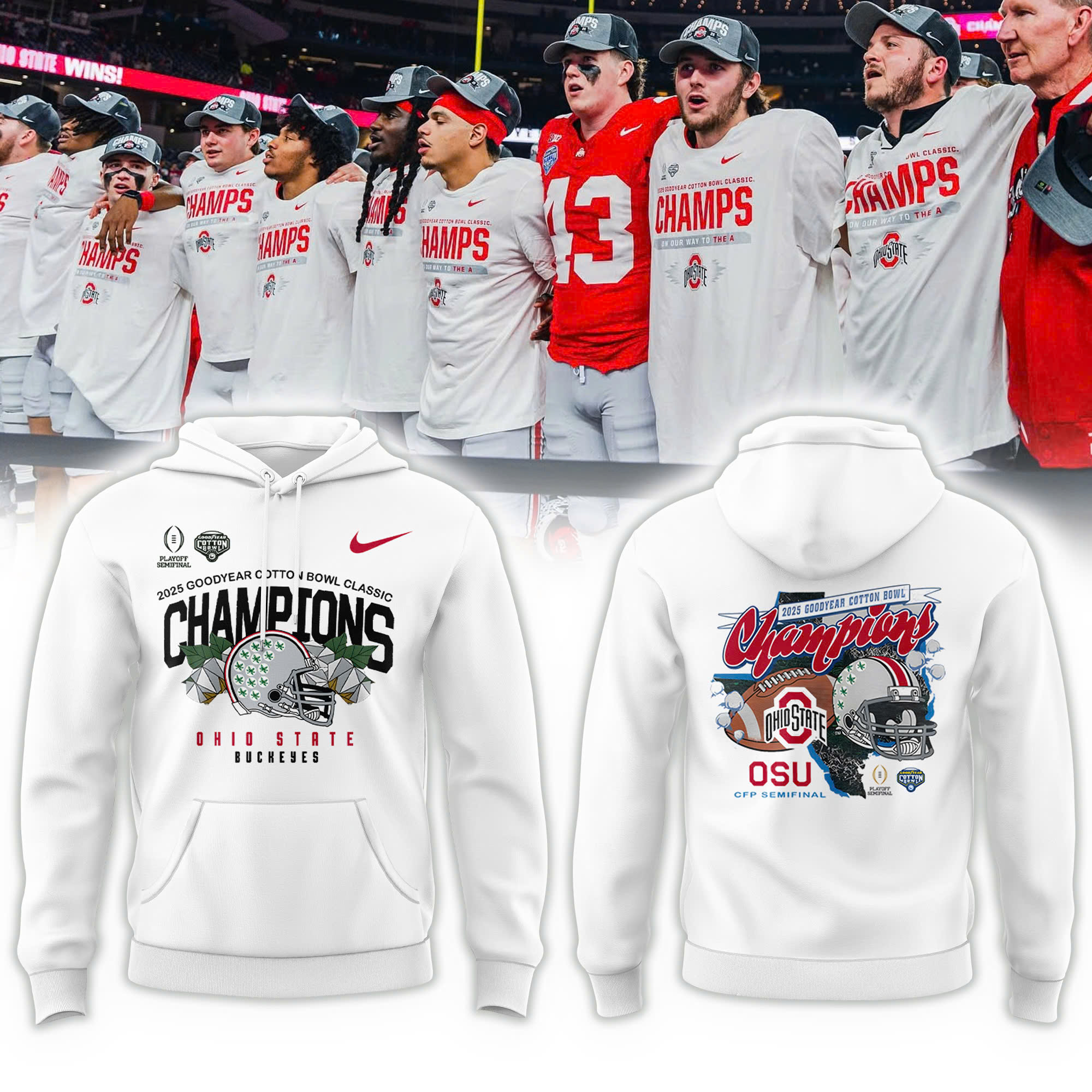 Sweat à capuche Ohio State Buckeyes 2025 Cotton Bowl Champions