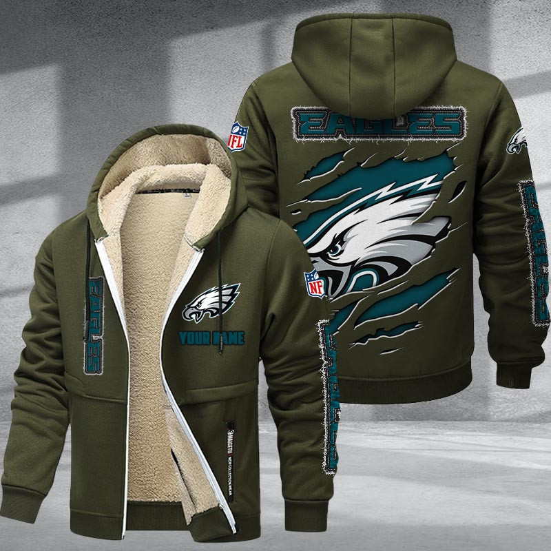 Philadelphia Eagles DMTZ0863 Hoodie Zip Velvet Coat