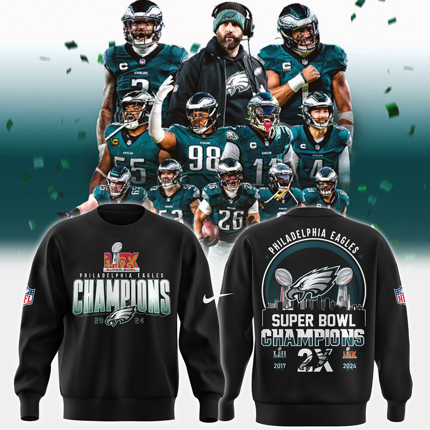 Philadelphia Eagles Super Bowl LIX Champions ShoesAJD1