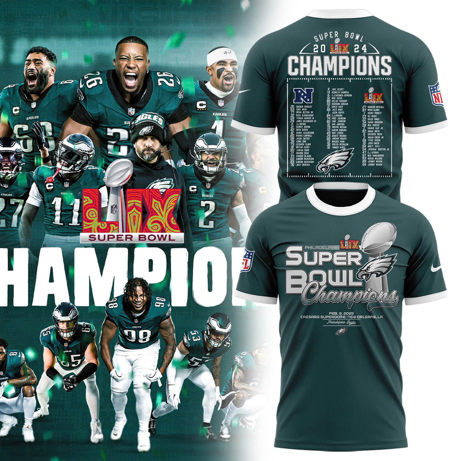 Philadelphia Eagles Super Bowl LIX Champions TShirt