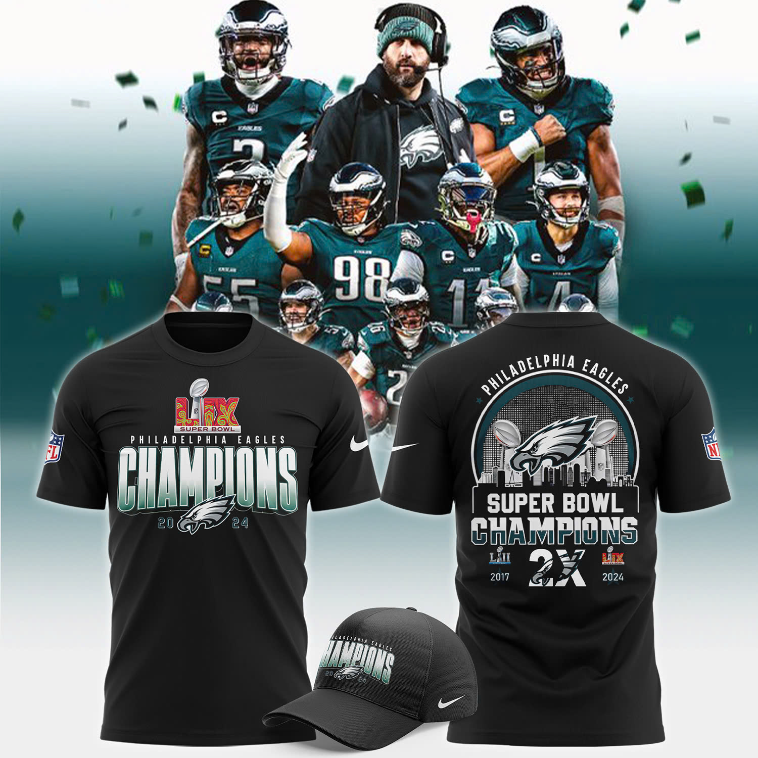 Philadelphia Eagles Super Bowl LIX Champions TShirt