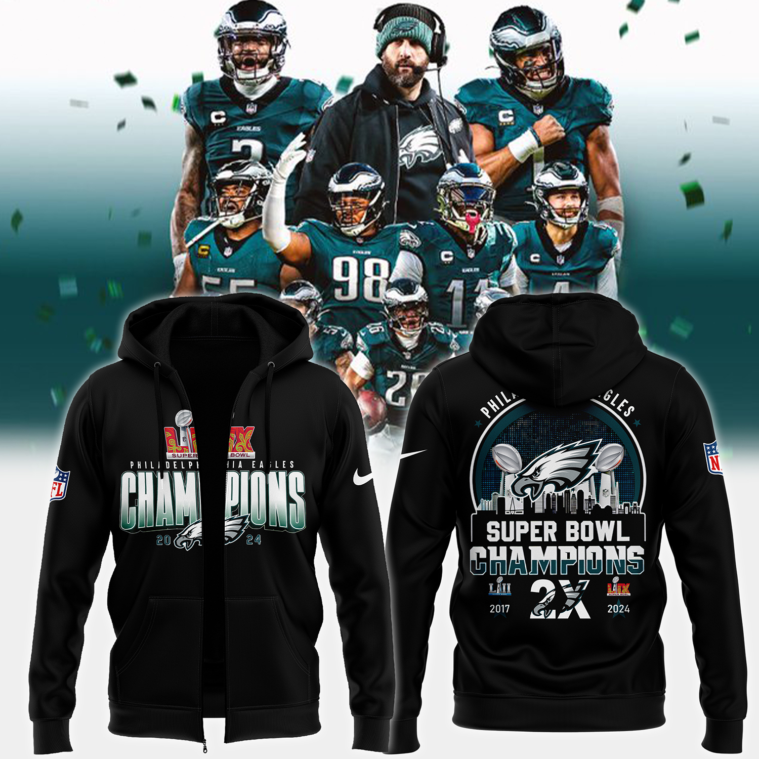 Philadelphia Eagles Super Bowl LIX Champions Winning Spirit Varsity Jacket