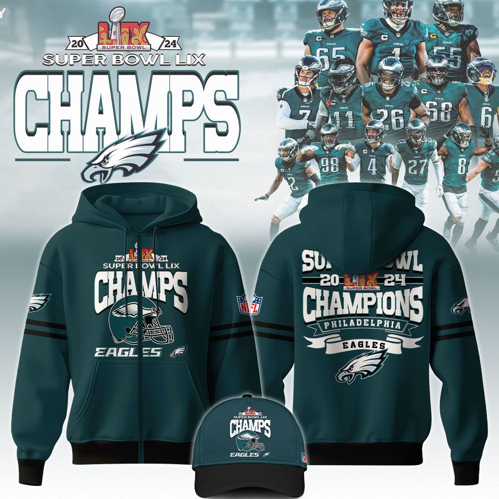 Philadelphia Eagles Super Bowl LIX Champions Zip Hoodie