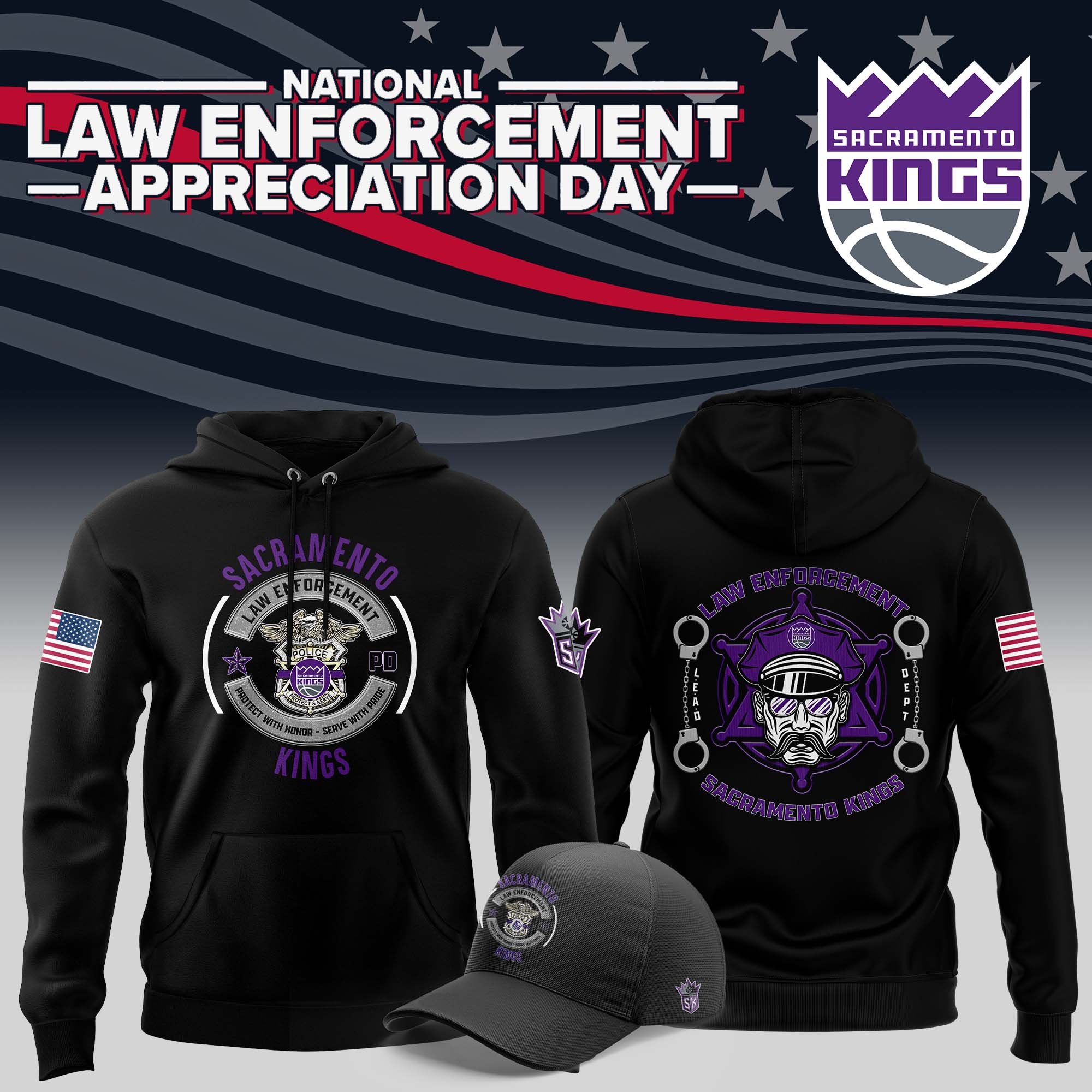 Sacramento Kings First Responders Law Enforcement Appreciation Day Sweat à capuche premium
