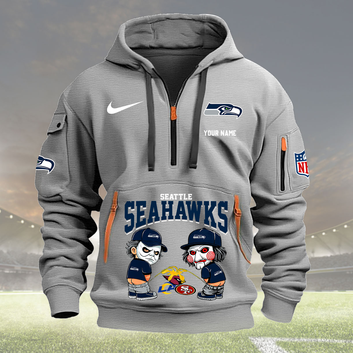 Seattle Seahawks Personalized Quarter Zip Hoodie New Collection AZBTQZH000269