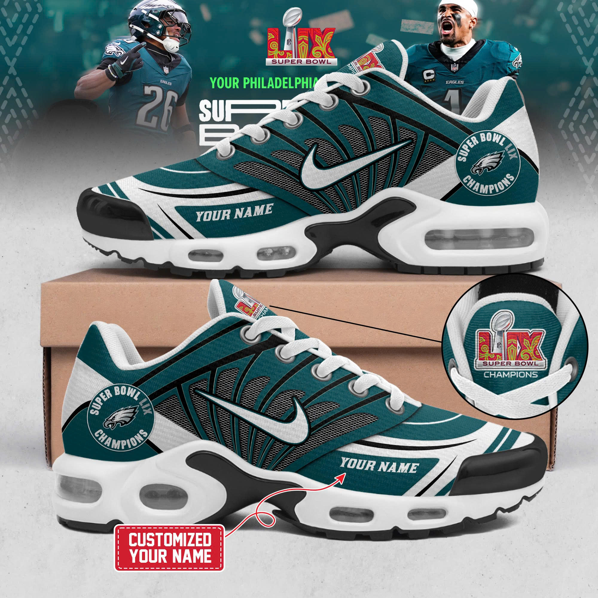 Special Edition Philadelphia Eagles SUPER BOWL CHAMPIONS 2024/25 New Shoes