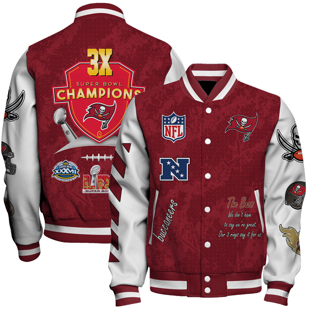 Tampa Bay Buccaneers 3X Super Bowl Champions Varsity Jacket
