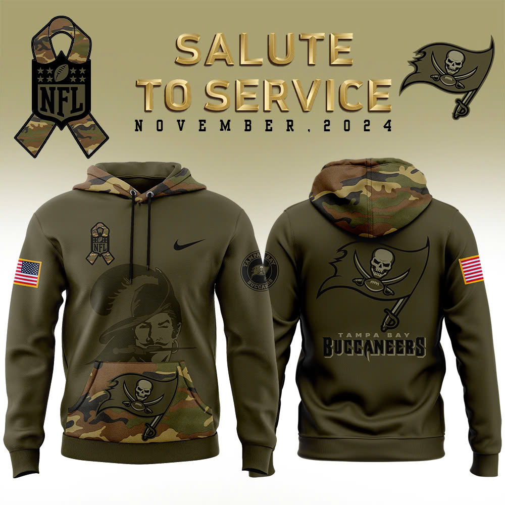 Tampa Bay Buccaneers Camo Salute to Service Club Fleece Pullover Hoodie V3