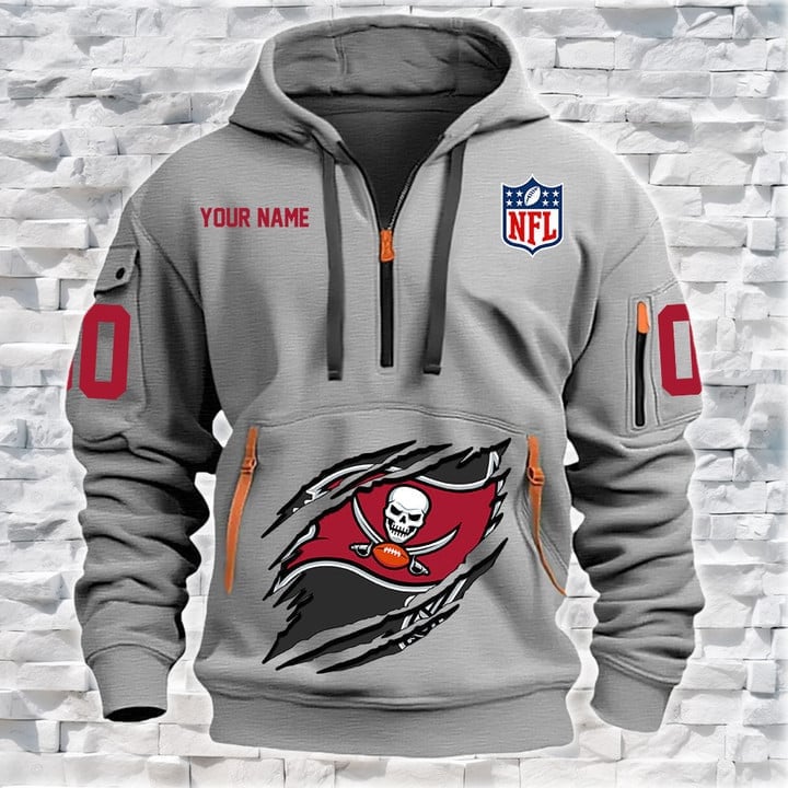 Tampa Bay Buccaneers New Personalized Quarter Zip Hoodie AZBTQZH000204