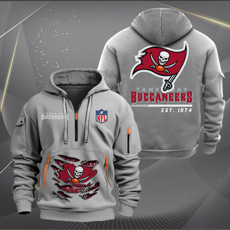 Tampa Bay Buccaneers New Personalized Quarter Zip Hoodie AZBTQZH000074