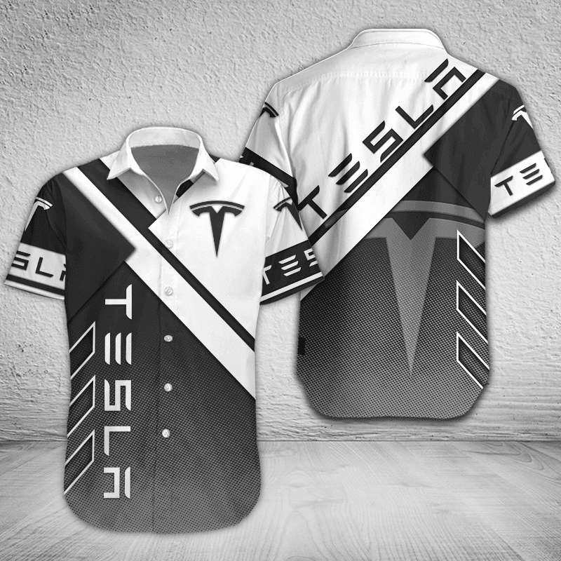 Tesla Button Shirt mit individuellem Namen, mehrfarbig