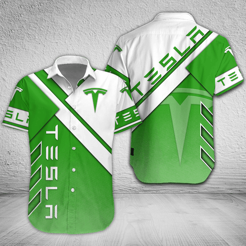 Tesla Button Shirt mit individuellem Namen, mehrfarbig