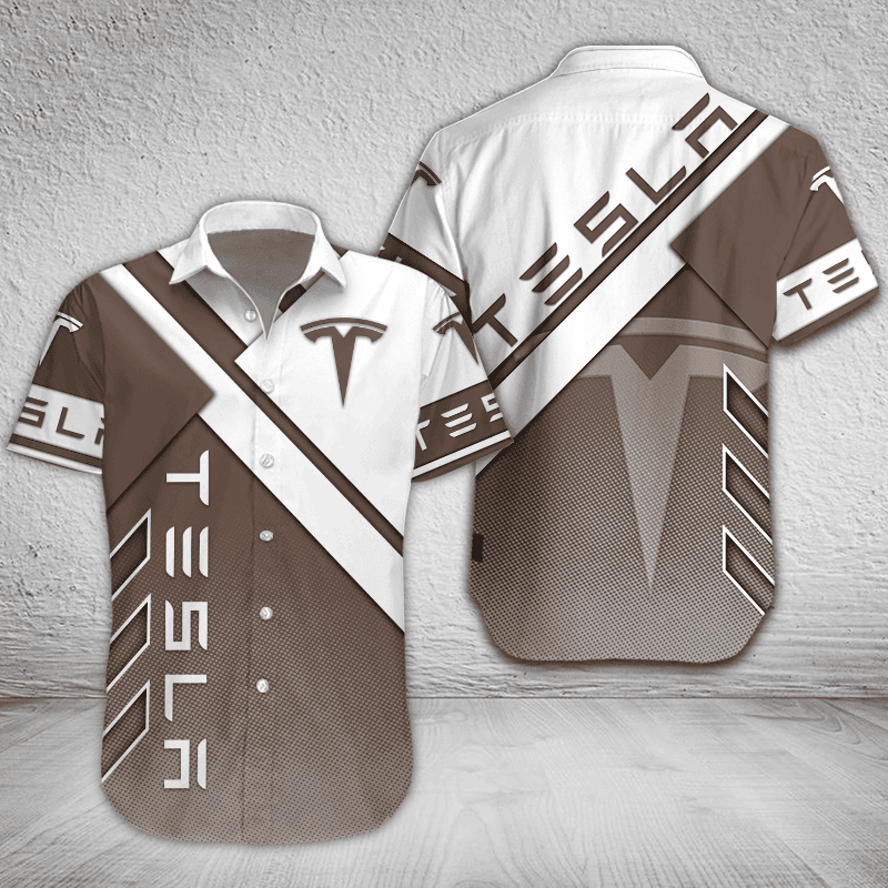 Tesla Button Shirt mit individuellem Namen, mehrfarbig