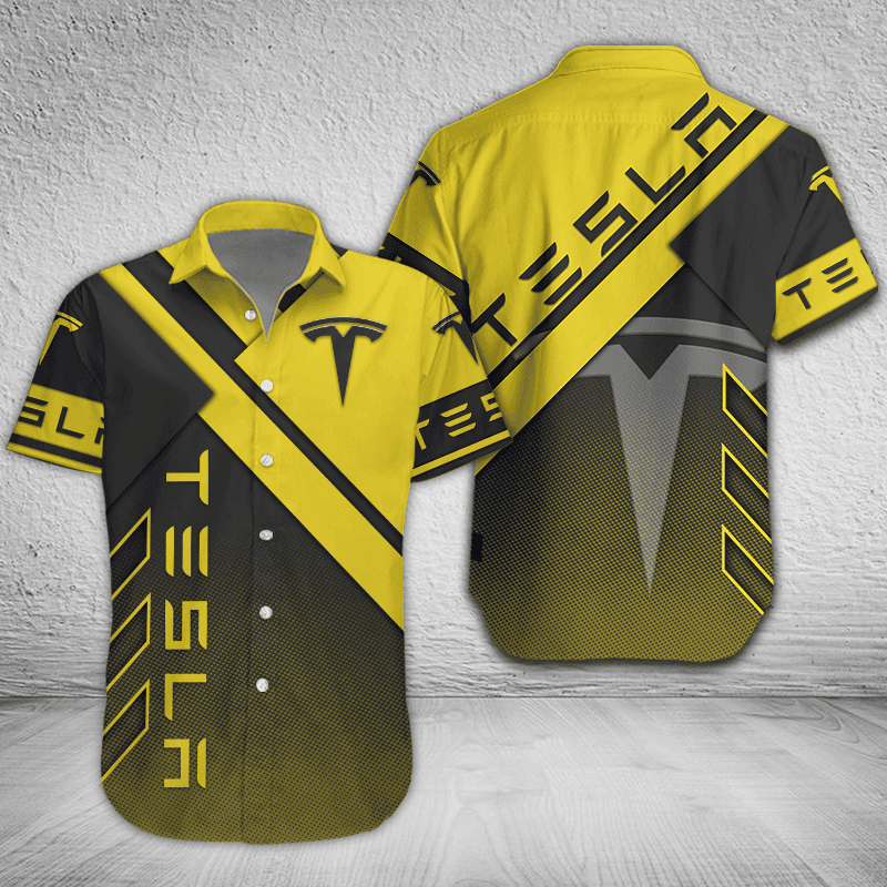 Tesla Button Shirt mit individuellem Namen, mehrfarbig