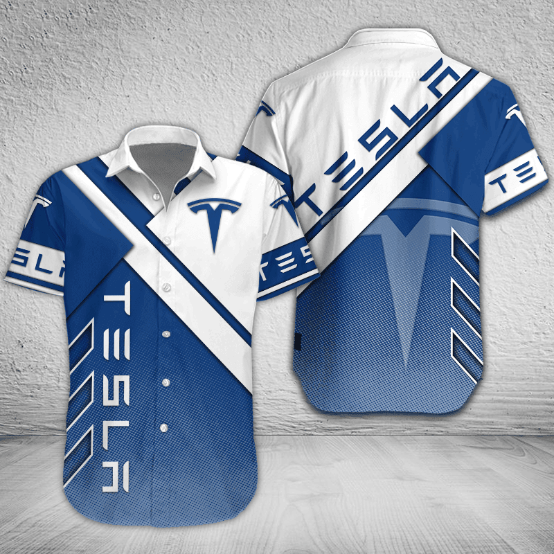 Tesla Button Shirt mit individuellem Namen, mehrfarbig