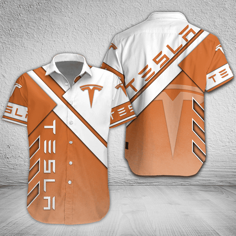 Tesla Button Shirt mit individuellem Namen, mehrfarbig