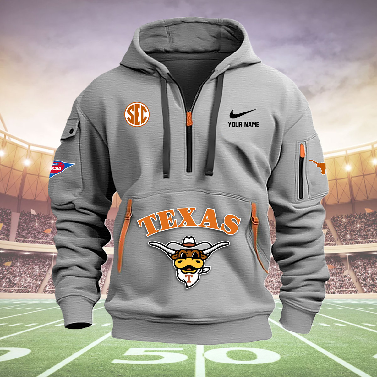 Schwerer Fußball-Hoodie der Texas Longhorns