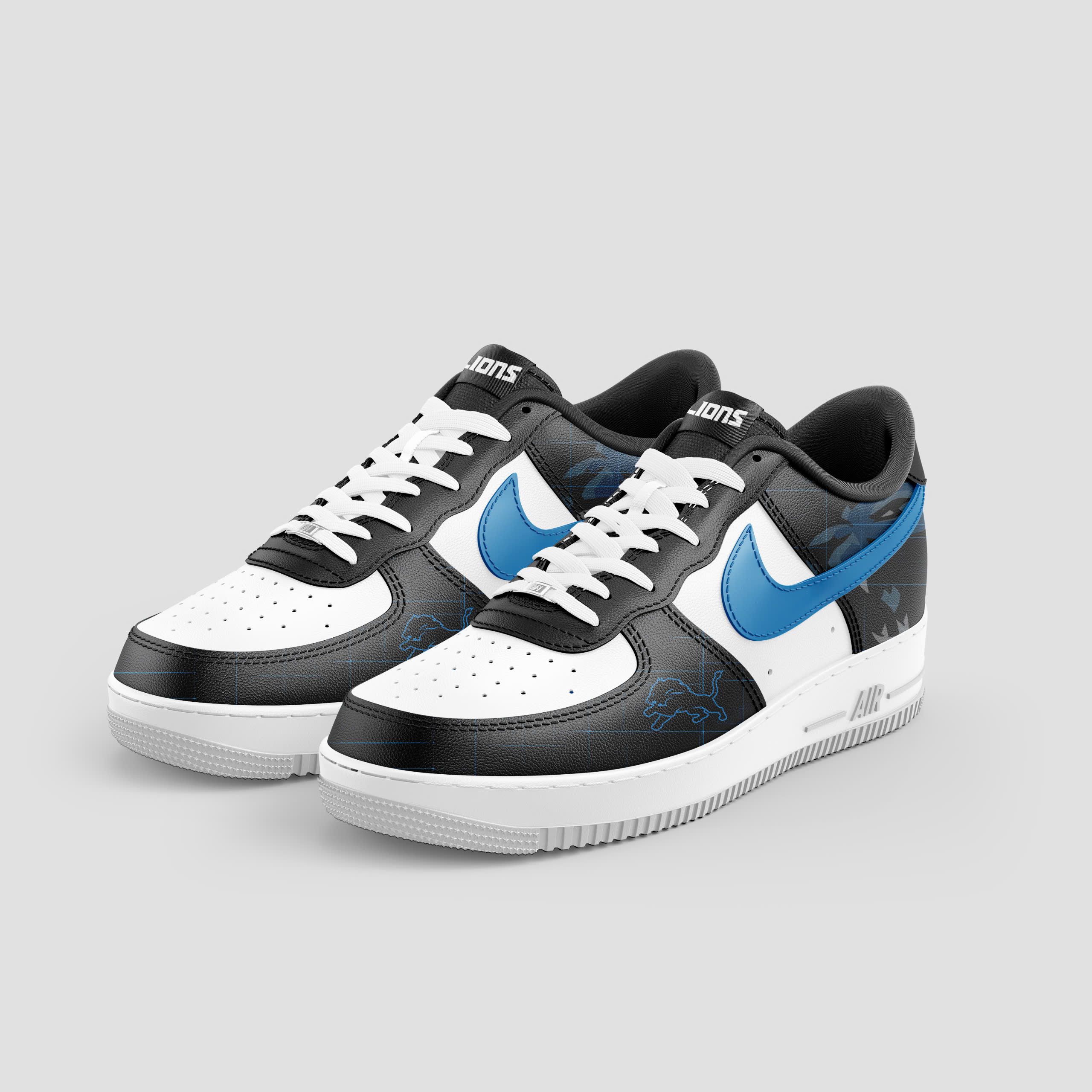 Black Detroit Lions Sneakers